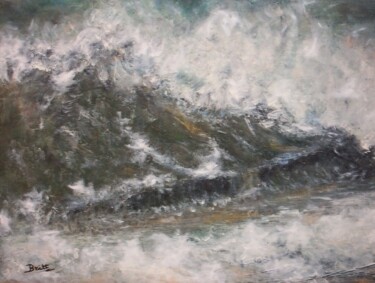 Peinture intitulée "La vague" par Brigitte Botsen (Britt), Œuvre d'art originale, Huile Monté sur Châssis en bois