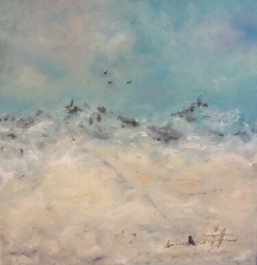Schilderij getiteld "L'hiver, sous la ne…" door Brigitte Botsen (Britt), Origineel Kunstwerk, Olie Gemonteerd op Frame voor…