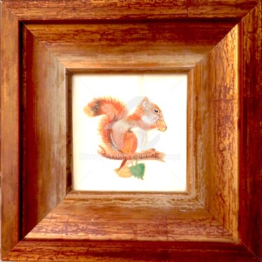 Artisanat intitulée "L'écureuil à la noi…" par Brigitte Boulanger, Œuvre d'art originale