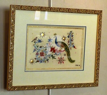 Peinture intitulée "Le paon bréviaire d…" par Brigitte Boulanger, Œuvre d'art originale