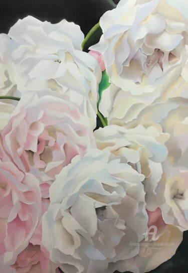 Pintura intitulada "Roses en camaïeu de…" por Brigitte Bouron, Obras de arte originais, Pastel