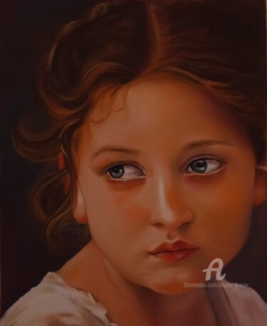 Pintura intitulada "Portrait fillette d…" por Brigitte Bouron, Obras de arte originais, Pastel Montado em Cartão