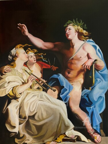 Pittura intitolato "Etude d'Apollon et…" da Brigitte Bouron, Opera d'arte originale, Olio