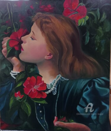 Painting titled "Etude de : Dame Ell…" by Brigitte Bouron, Original Artwork, Oil