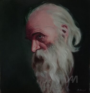 Painting titled "Portrait masculin" by Brigitte Bouron, Original Artwork, Oil