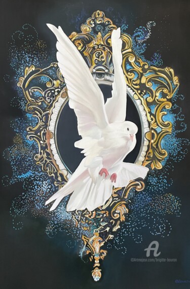 Peinture intitulée "N°4- La colombe" par Brigitte Bouron, Œuvre d'art originale, Pastel