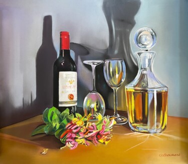 Peinture intitulée "Composition épicuri…" par Brigitte Bouron, Œuvre d'art originale, Pastel