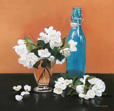 Malerei mit dem Titel "Seringat blanc" von Brigitte Bouron, Original-Kunstwerk, Pastell