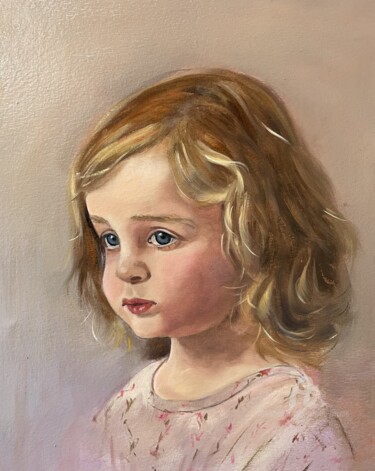 Peinture intitulée "Portrait d'enfant" par Brigitte Bouron, Œuvre d'art originale, Huile