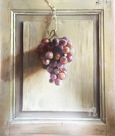 Malerei mit dem Titel "La grappe de raisin" von Brigitte Bouron, Original-Kunstwerk, Öl