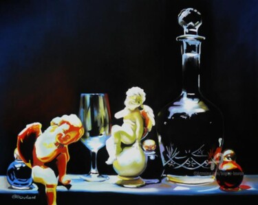 Painting titled "ANGES ET REFLETS" by Brigitte Bouron, Original Artwork, Oil