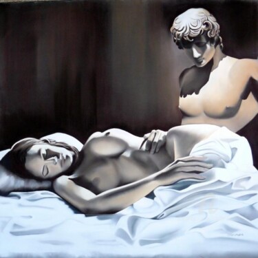 Peinture intitulée "Rêverie en  sépia" par Brigitte Bouron, Œuvre d'art originale