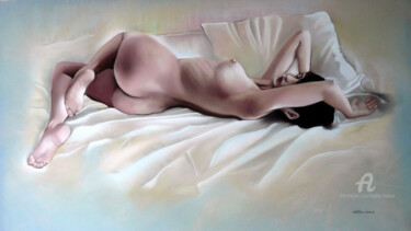 Painting titled "NU FEMININ" by Brigitte Bouron, Original Artwork, Oil