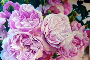 Peinture intitulée "ROSES ANGLAISES" par Brigitte Bouron, Œuvre d'art originale, Pastel