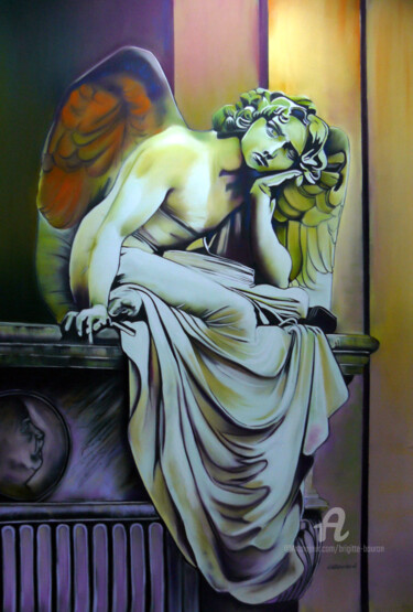 Peinture intitulée "L'Ange de la Nuit" par Brigitte Bouron, Œuvre d'art originale, Pastel