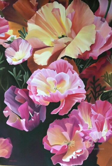 Peinture intitulée "Impression florale" par Brigitte Bouron, Œuvre d'art originale, Pastel