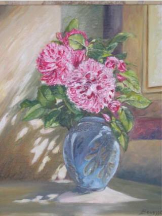 Peinture intitulée "bouquet de roses" par Brigitte Bouysse, Œuvre d'art originale, Huile