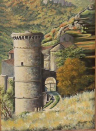 Peinture intitulée "tour de la roque st…" par Brigitte Bouysse, Œuvre d'art originale, Huile