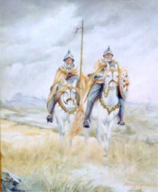 Peinture intitulée "chevaliers" par Brigitte Bouysse, Œuvre d'art originale, Huile