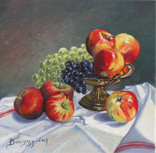 Painting titled "pommes rouges" by Brigitte Bouysse, Original Artwork, Oil