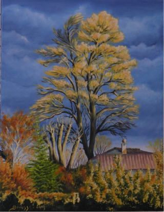 Painting titled "Orage et Lumiere" by Brigitte Bouysse, Original Artwork, Oil