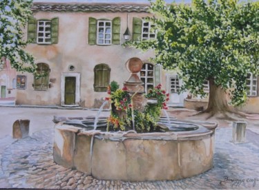 Malerei mit dem Titel "Fontaine de villene…" von Brigitte Bouysse, Original-Kunstwerk, Öl