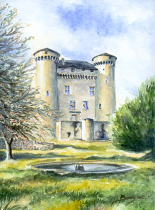 Painting titled "chateau de cabriere…" by Brigitte Bouysse, Original Artwork, Oil