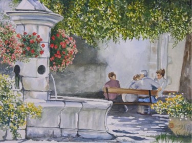 Peinture intitulée "fontaine de l'hospi…" par Brigitte Bouysse, Œuvre d'art originale, Huile