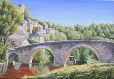 Peinture intitulée "Le pont de Belcaste…" par Brigitte Bouysse, Œuvre d'art originale, Huile