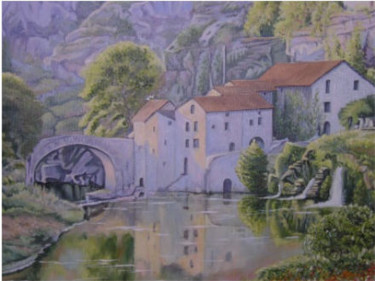 Peinture intitulée "le moulin" par Brigitte Bouysse, Œuvre d'art originale, Huile