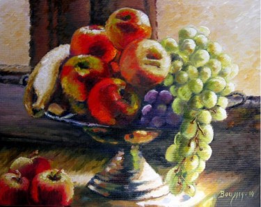 Peinture intitulée "coupe de fruits" par Brigitte Bouysse, Œuvre d'art originale, Huile