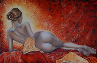 Peinture intitulée "femme allongée" par Brigitte Bouysse, Œuvre d'art originale, Huile