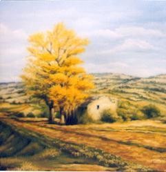 Painting titled "la maison froide" by Brigitte Bouysse, Original Artwork, Oil
