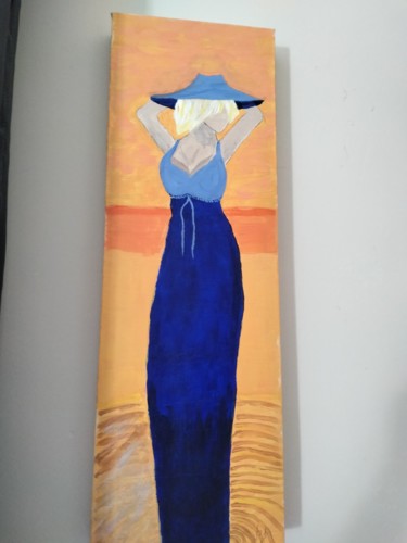 Painting titled "La plage" by Brigitte Candy, Original Artwork, Acrylic