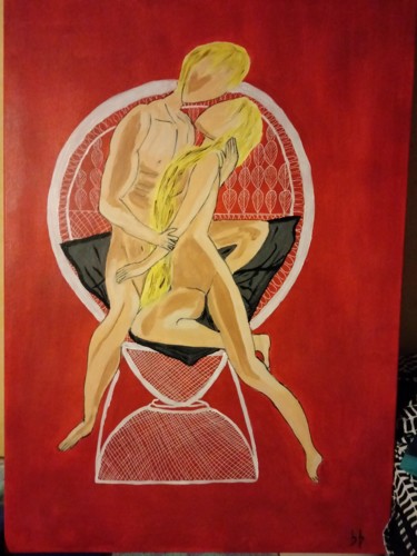Painting titled "Les amoureux" by Brigitte Candy, Original Artwork, Acrylic
