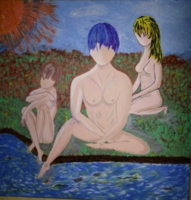 Malerei mit dem Titel "Au bord de l eau" von Brigitte Candy, Original-Kunstwerk, Acryl