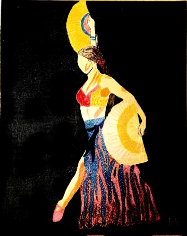 Painting titled "Le flamenco" by Brigitte Candy, Original Artwork, Acrylic