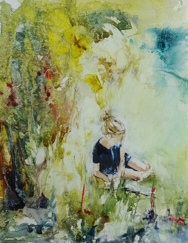 Peinture intitulée "lecture" par Brigitte Chevalier, Œuvre d'art originale, Aquarelle