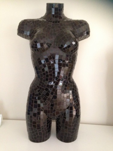 Sculpture intitulée "buste noir" par Brigitte Coleau, Œuvre d'art originale, Mosaïque