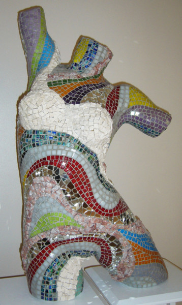Scultura intitolato "buste multicolore" da Brigitte Coleau, Opera d'arte originale, Mosaico