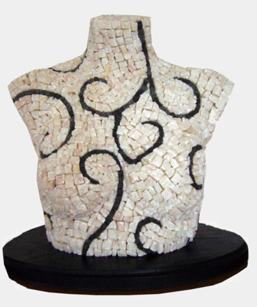 Sculpture intitulée "buste aux volutes" par Brigitte Coleau, Œuvre d'art originale, Mosaïque
