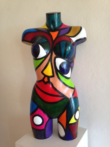 Sculpture titled "buste" by Brigitte Coleau, Original Artwork, Acrylic