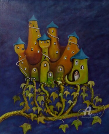 Painting titled "Eco-logis" by Brigitte Conan (Steva), Original Artwork, Oil