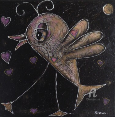 Peinture intitulée "Le poissonneau arle…" par Brigitte Conan (Steva), Œuvre d'art originale, Acrylique Monté sur Châssis en…