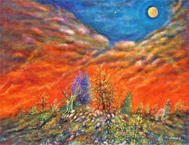 Malerei mit dem Titel "Ce que mes arbres d…" von Brigitte Conan (Steva), Original-Kunstwerk, Öl