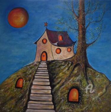 Картина под названием "La chapelle ou le g…" - Brigitte Conan (Steva), Подлинное произведение искусства, Акрил