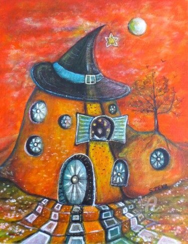 Pintura titulada "La maison de la mag…" por Brigitte Conan (Steva), Obra de arte original, Acrílico Montado en Bastidor de c…