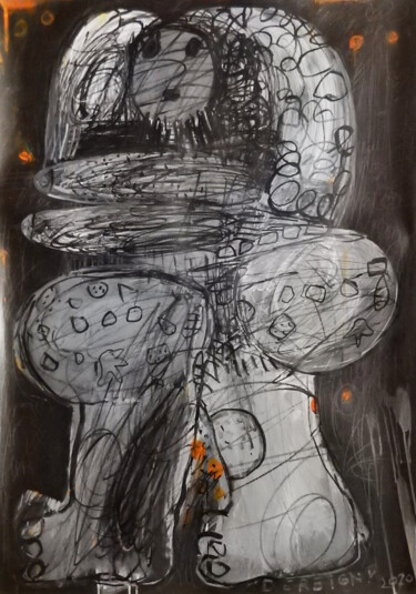 Tekening getiteld "Vénus profil" door Brigitte Derbigny, Origineel Kunstwerk, Acryl