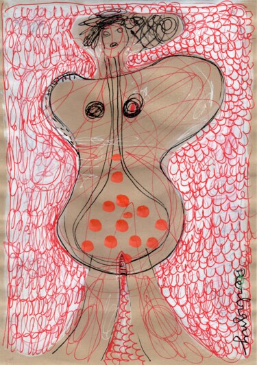 Σχέδιο με τίτλο "Vénus guitare" από Brigitte Derbigny, Αυθεντικά έργα τέχνης, Ακρυλικό