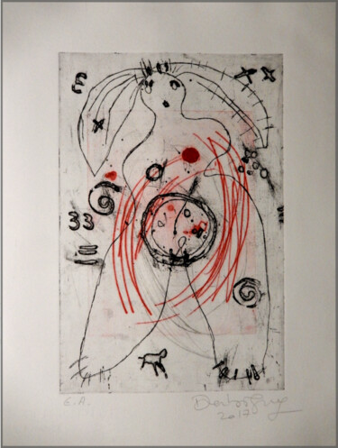 Отпечатки и Гравюры под названием "Fleur de vie" - Brigitte Derbigny, Подлинное произведение искусства, гравюра
